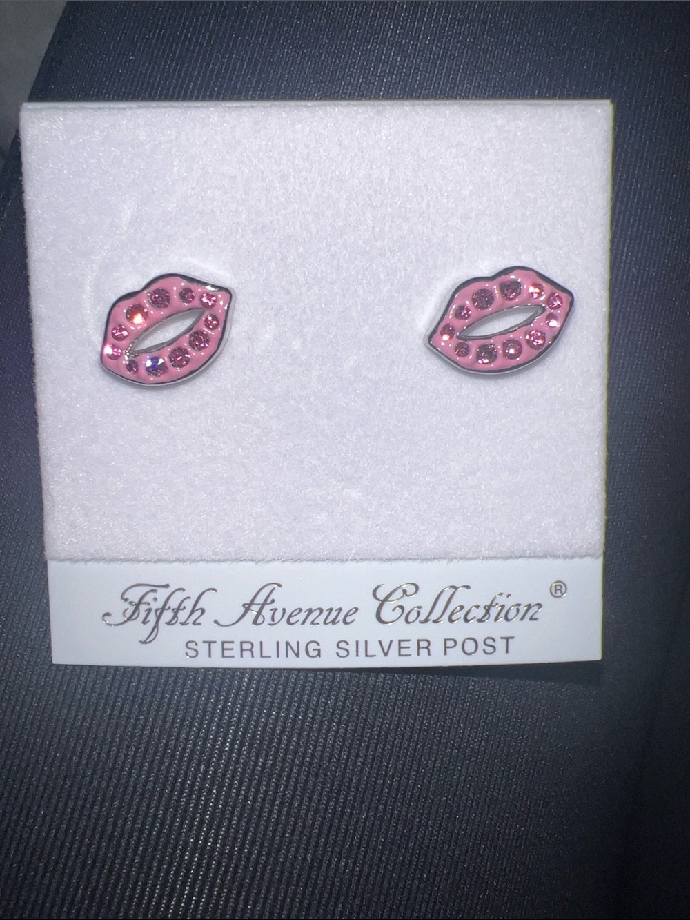Fifth Avenue Collection Pink Lip Stud Earrings - Sterling Silver Posts